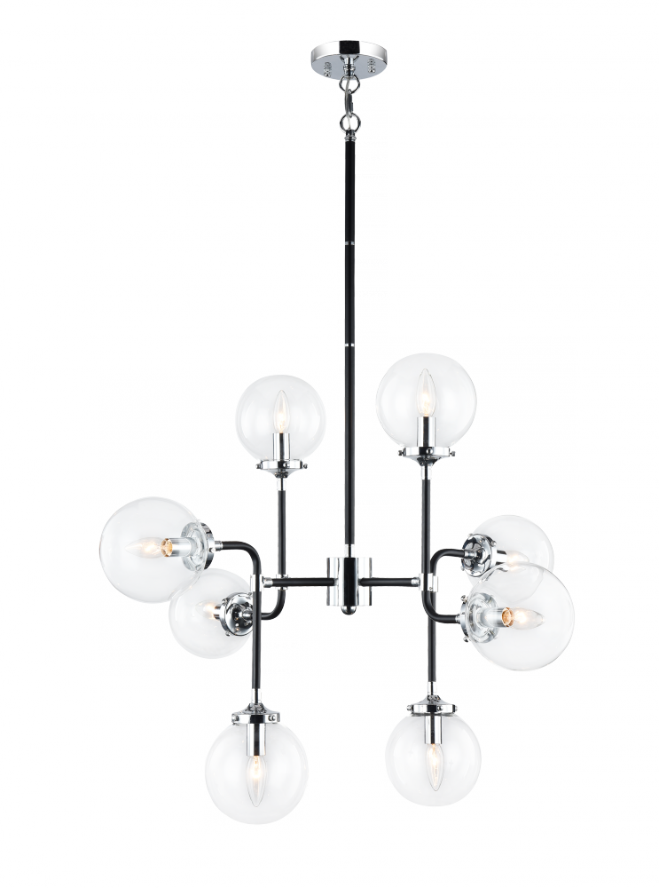 Matteo Lighting Particles 8-Light Pendant Black, Chrome