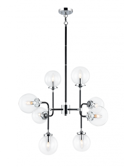 Matteo Lighting Particles 8-Light Pendant Black, Chrome
