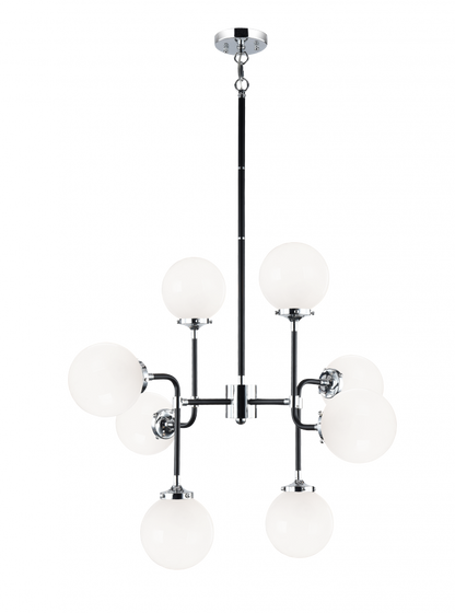 Matteo Lighting Particles 8-Light Pendant Black, Chrome