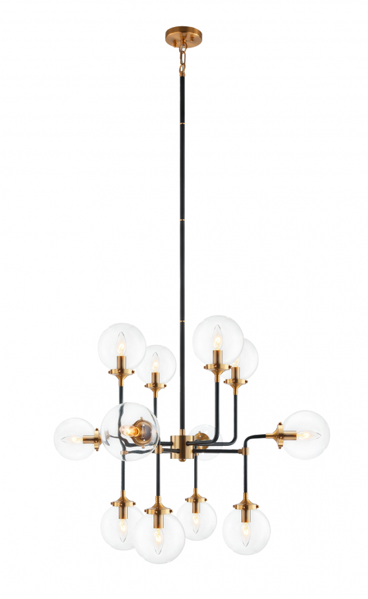 Matteo Lighting Particles 12-Light Pendant Aged Brass, Black