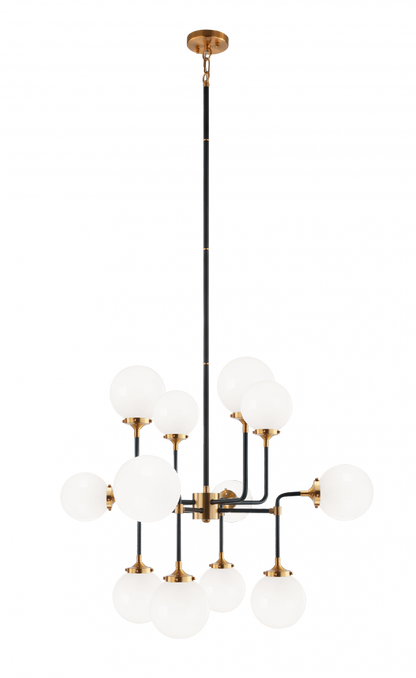 Matteo Lighting Particles 12-Light Pendant Aged Brass, Black