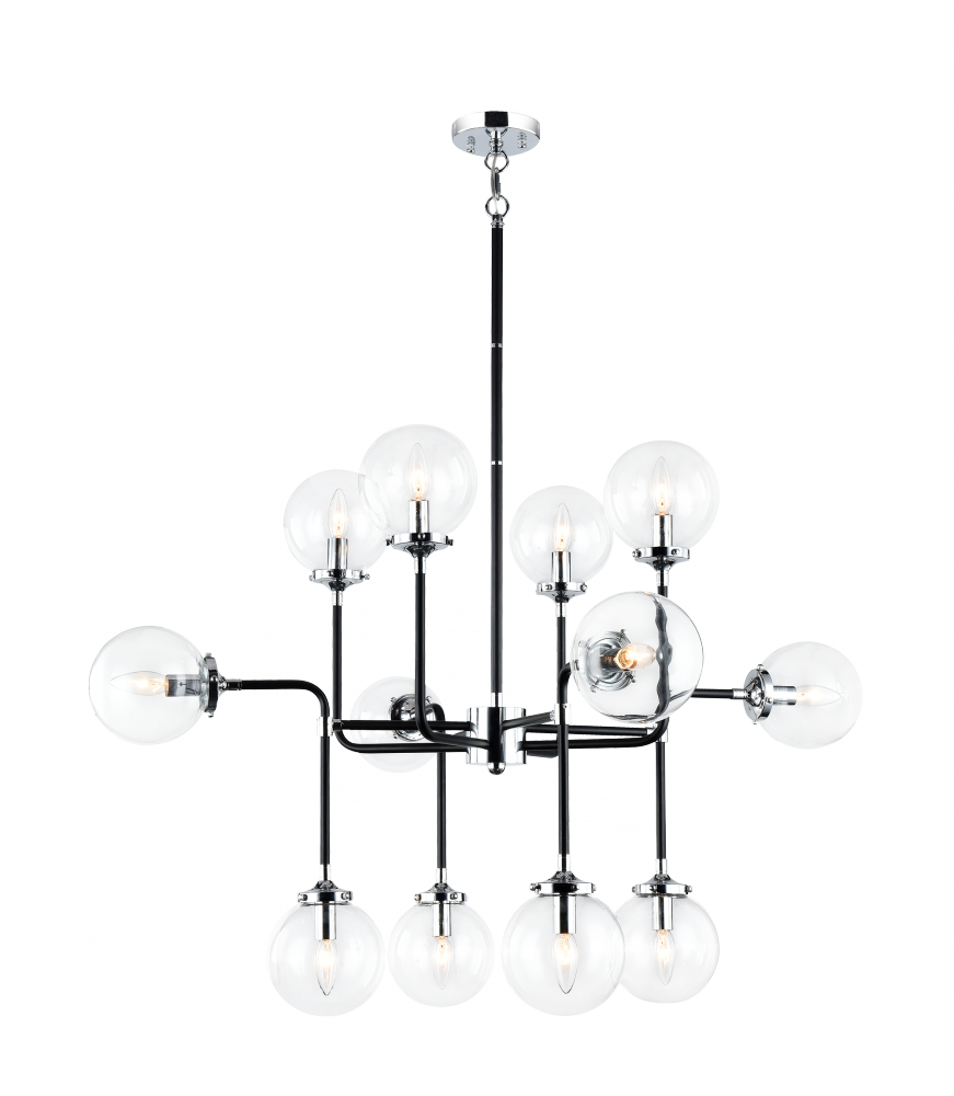 Matteo Lighting Particles 12-Light Pendant Black, Chrome