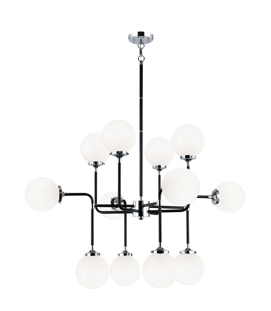 Matteo Lighting Particles 12-Light Pendant Black, Chrome
