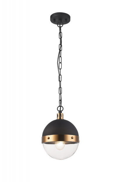 Matteo Lighting Torino 1-Light Pendant Black, Aged Brass