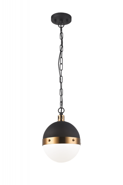 Matteo Lighting Torino 1-Light Pendant Black, Aged Brass