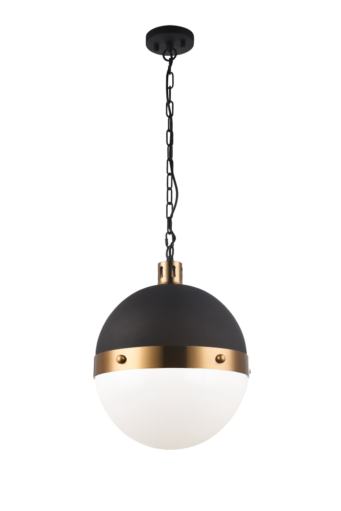 Matteo Lighting Torino 3-Light Pendant Black, Aged Brass