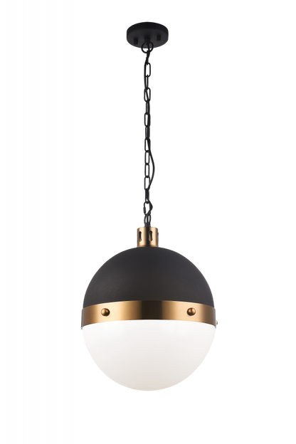 Matteo Lighting Torino 3-Light Pendant Black, Aged Brass