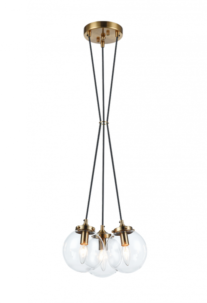 Matteo Lighting The Bougie Cluster 3-Light Pendant Aged Brass, Black