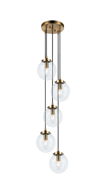 Matteo Lighting The Bougie 5-Light Pendant Brass, Aged Brass