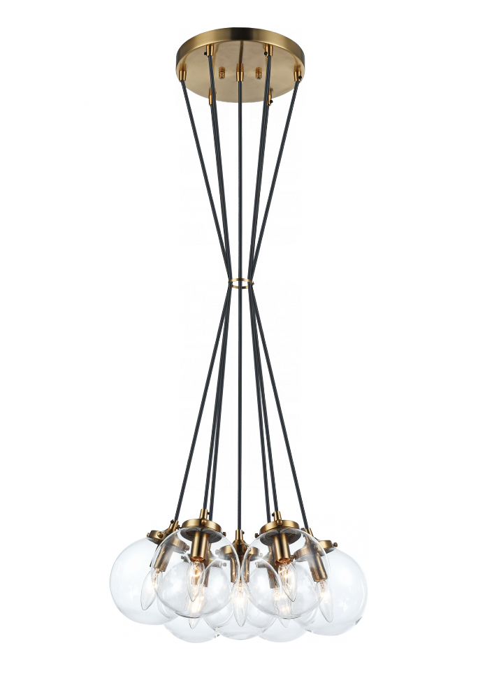 Matteo Lighting The Bougie 7-Light Chandelier Aged Brass, Black