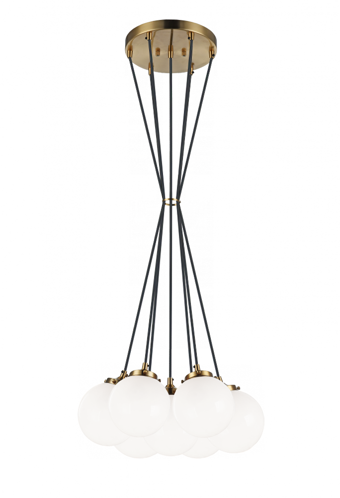 Matteo Lighting The Bougie 7-Light Chandelier Aged Brass, Black