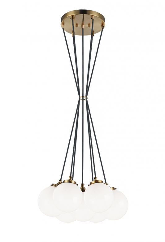 Matteo Lighting The Bougie 7-Light Chandelier Aged Brass, Black