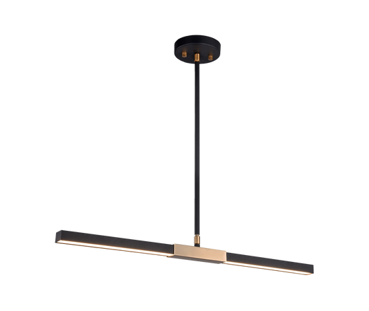 Matteo Lighting Lineare 2-Light 28-in LED Pendant Matte Black, Aged Brass
