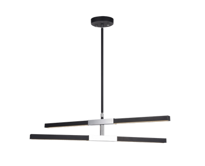 Matteo Lighting Lineare 4-Light LED Pendant Matte Black, Chrome