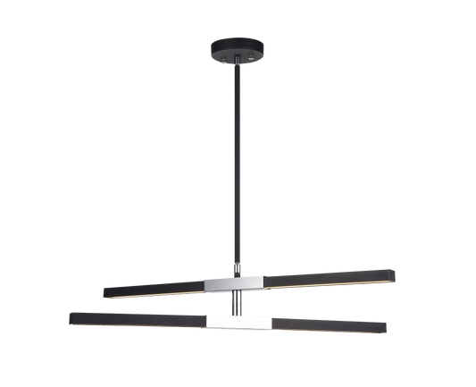 Matteo Lighting Lineare Pendant in Matte Black and Chrome, 28"L (C64738MBCH)
