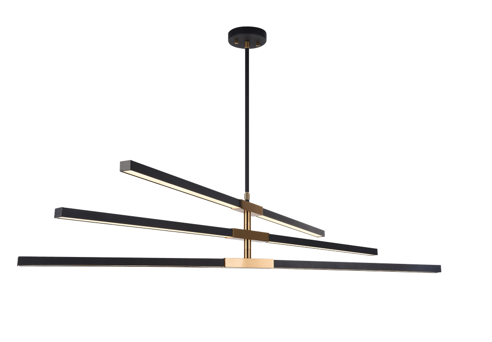 Matteo Lighting Lineare 6-Light LED Pendant Matte Black, Aged Brass