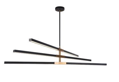 Matteo Lighting Lineare 6-Light LED Pendant Matte Black, Aged Brass