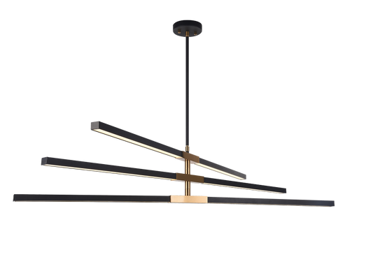 Matteo Lighting Lineare 6-Light LED Pendant Matte Black, Aged Brass