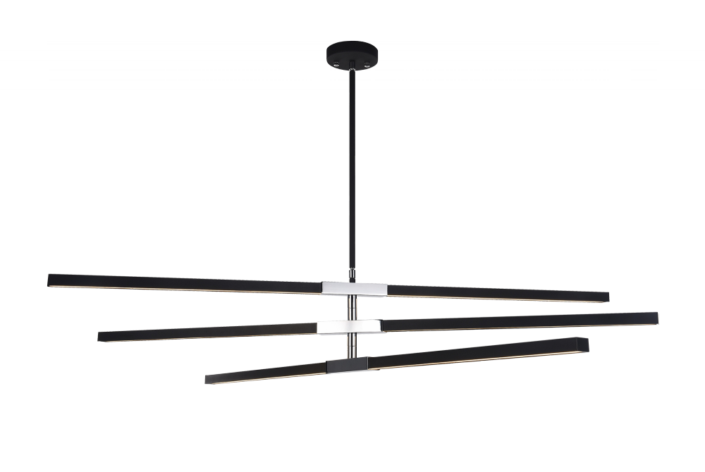 Matteo Lighting Lineare 6-Light LED Pendant Matte Black, Chrome