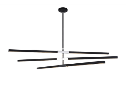 Matteo Lighting Lineare 6-Light LED Pendant Matte Black, Chrome