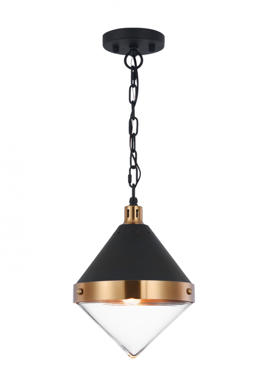 Matteo Lighting Sphericon Mini Pendant Matte Black, Aged Brass