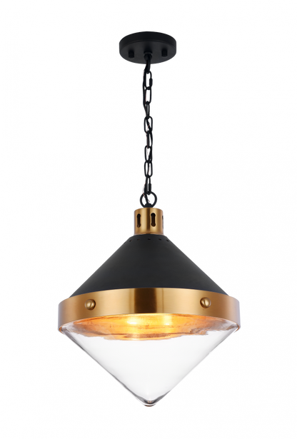 Matteo Lighting Sphericon 3-Light Pendant Matte Black, Aged Brass