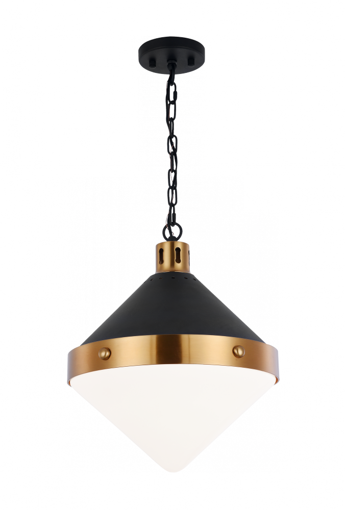 Matteo Lighting Sphericon 3-Light Pendant Matte Black, Aged Brass