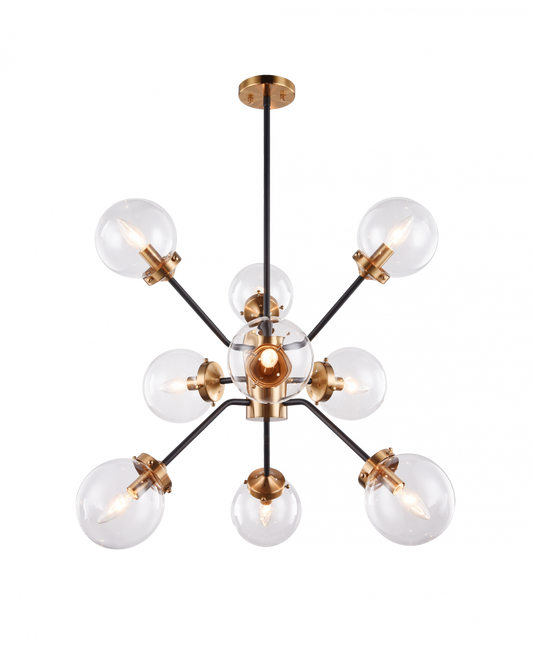Matteo Lighting Maru Chandelier in Aged Gold Brass with Clear Glass, 28 1/4" Dia. (C72309AGCL)