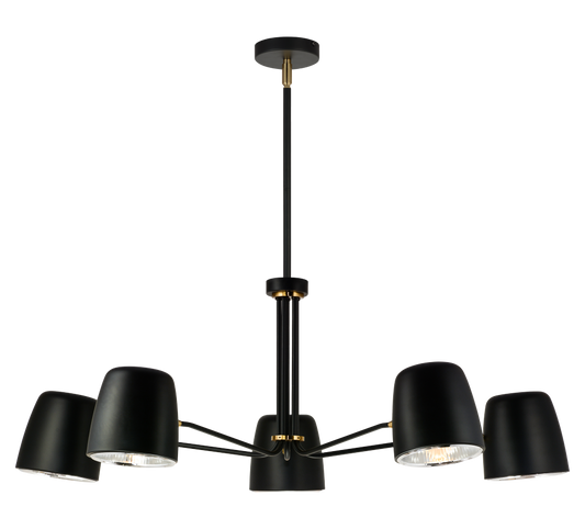 Matteo Lighting Luca Chandelier in Black, 37.75"L (C73705BK)