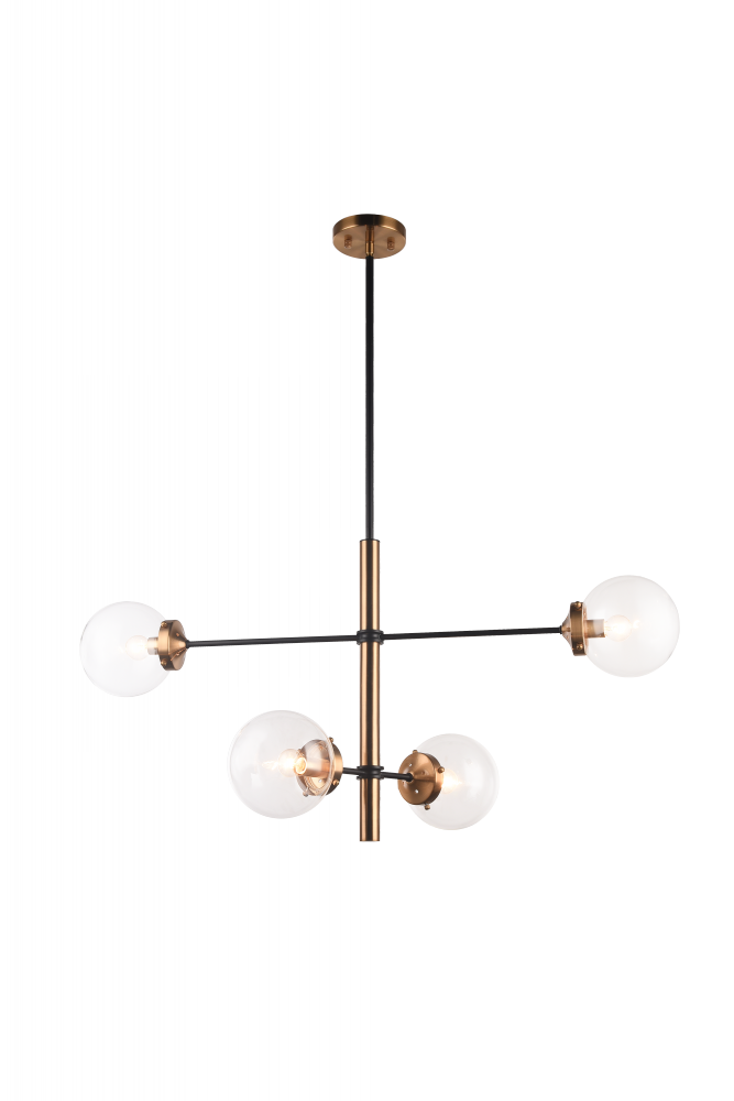 Matteo Lighting Enchant 4-Light Chandelier Aged Brass, Black