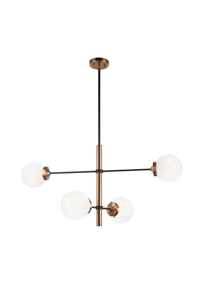 Matteo Lighting Enchant 4-Light Chandelier Aged Brass, Black