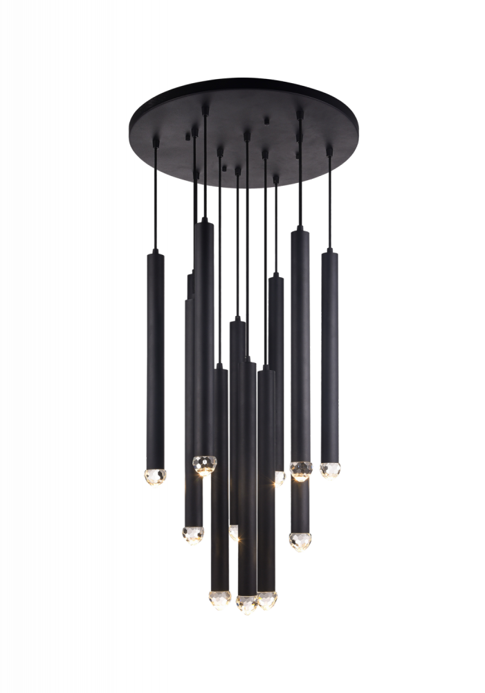 Matteo Lighting Reign 12-Light LED Pendant Black, Matte Black