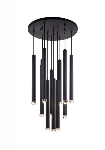 Matteo Lighting Reign 12-Light LED Pendant Black, Matte Black
