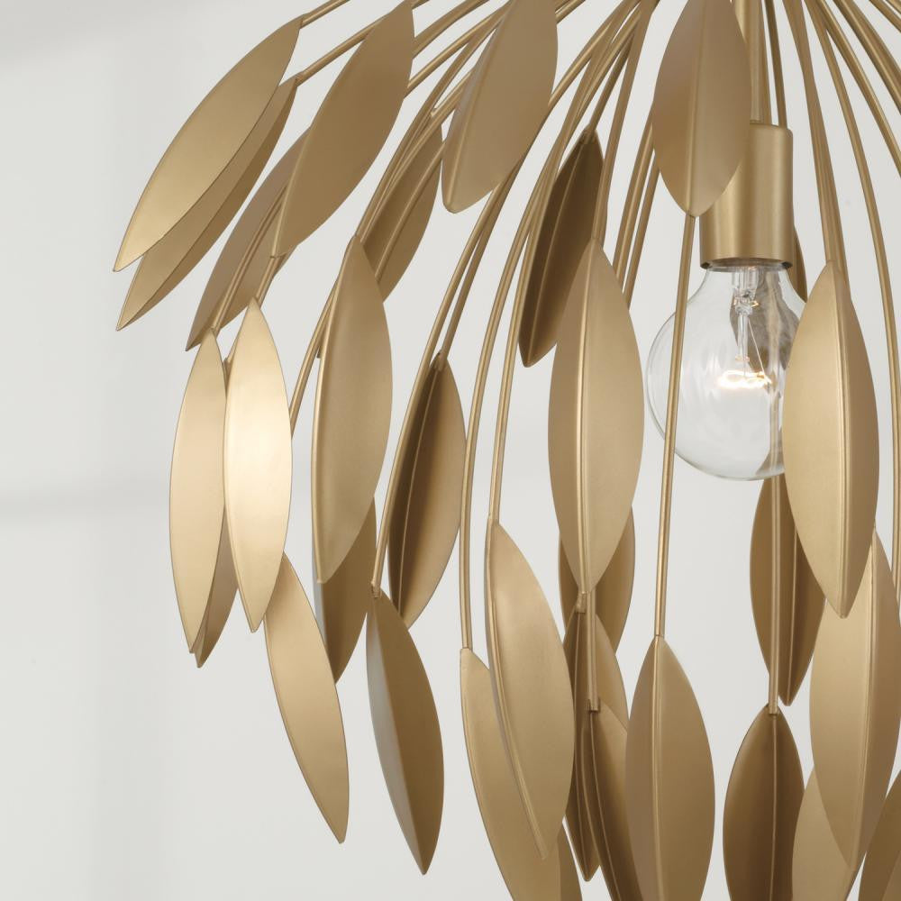 Capital 1-Light Botanical Pendant in Buffed Gold