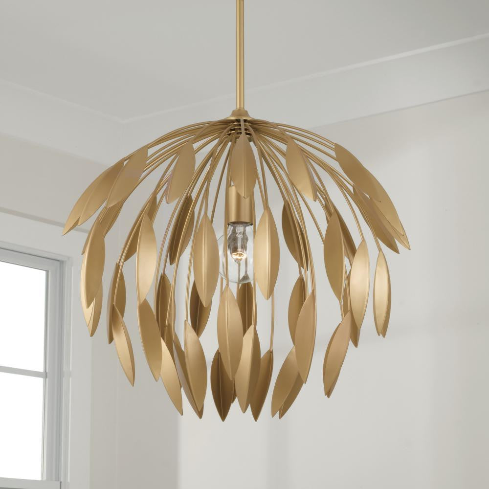 Capital 1-Light Botanical Pendant in Buffed Gold