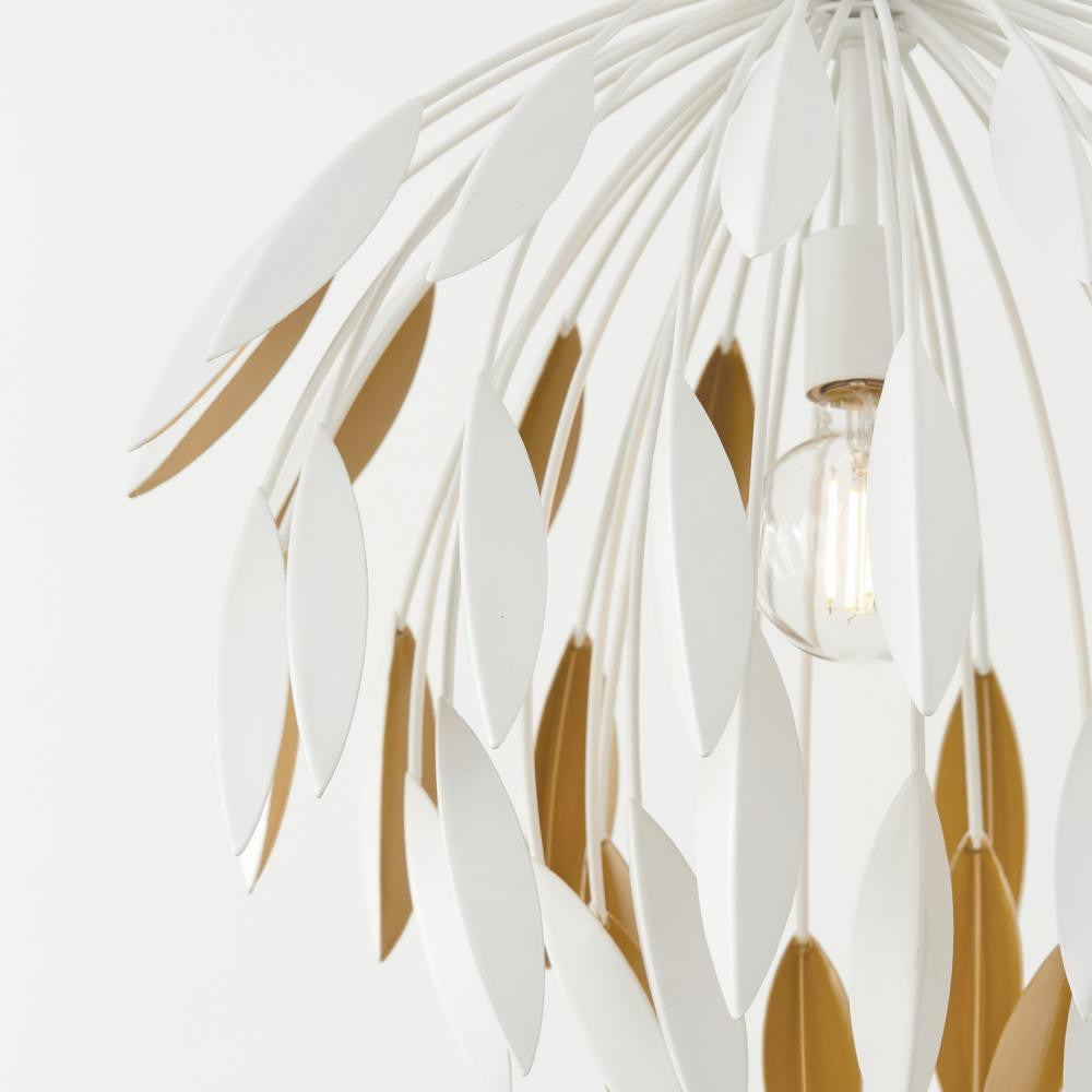 Capital 1-Light Botanical Pendant in Matte White and Buffed Gold