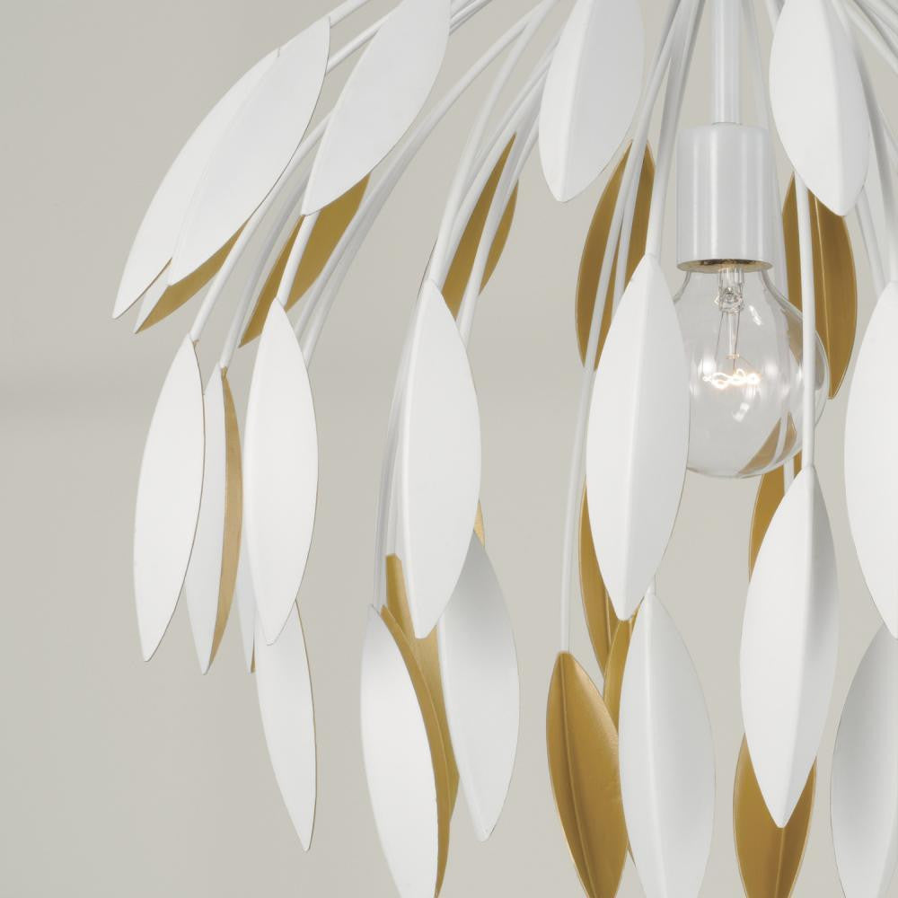 Capital 1-Light Botanical Pendant in Matte White and Buffed Gold
