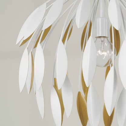 Capital 1-Light Botanical Pendant in Matte White and Buffed Gold
