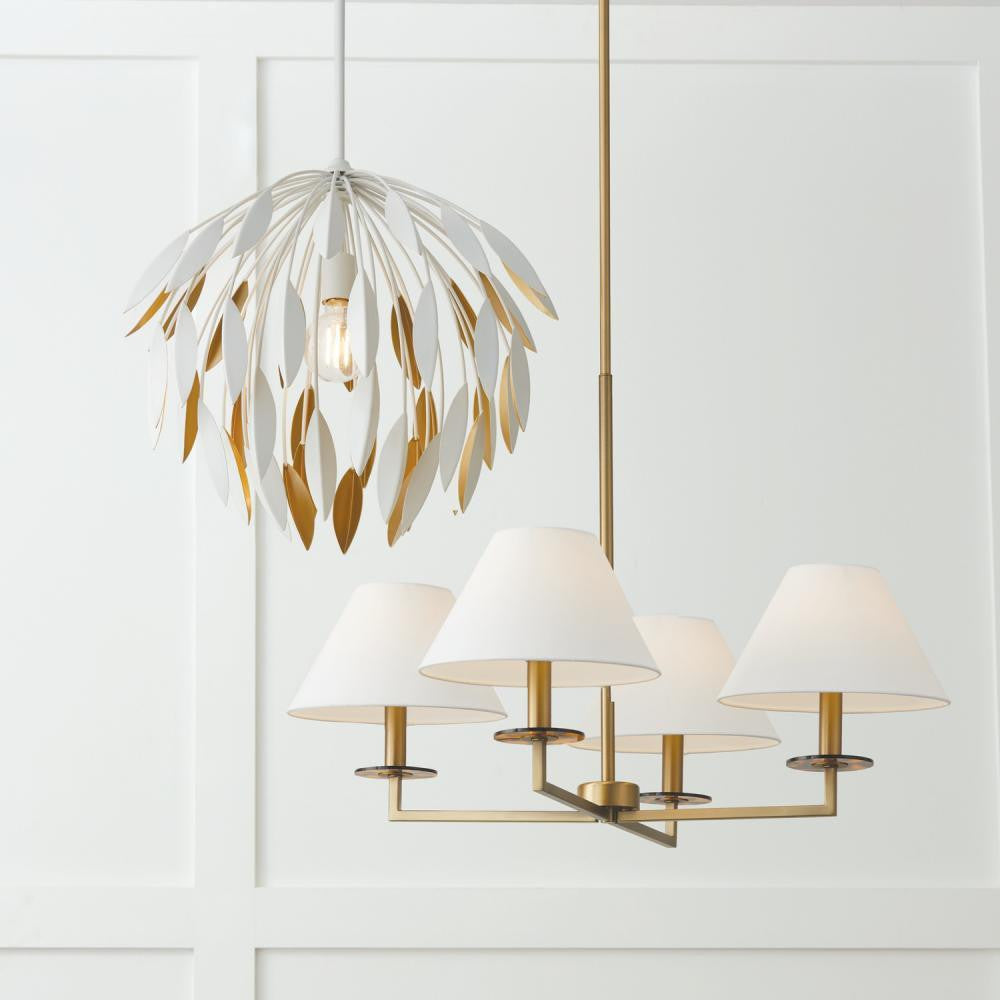 Capital 1-Light Botanical Pendant in Matte White and Buffed Gold