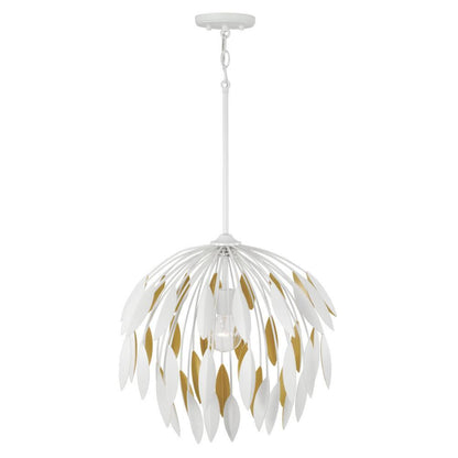 Capital 1-Light Botanical Pendant in Matte White and Buffed Gold