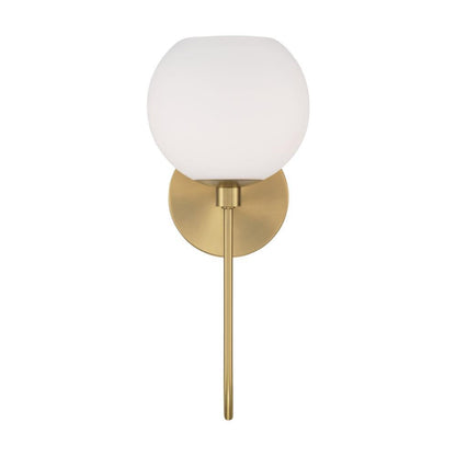 Capital 1-Light Circular Globe Sconce in Aged Brass