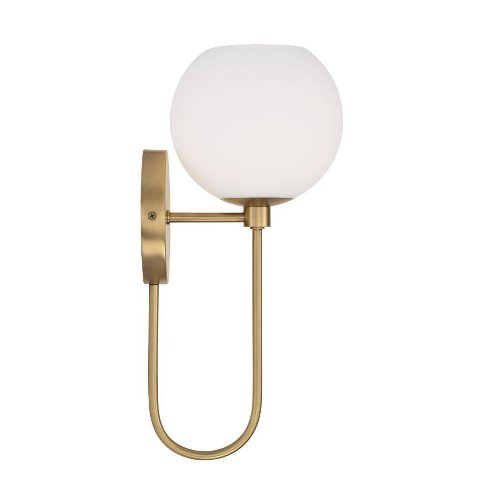 Capital 1-Light Circular Globe Sconce in Aged Brass