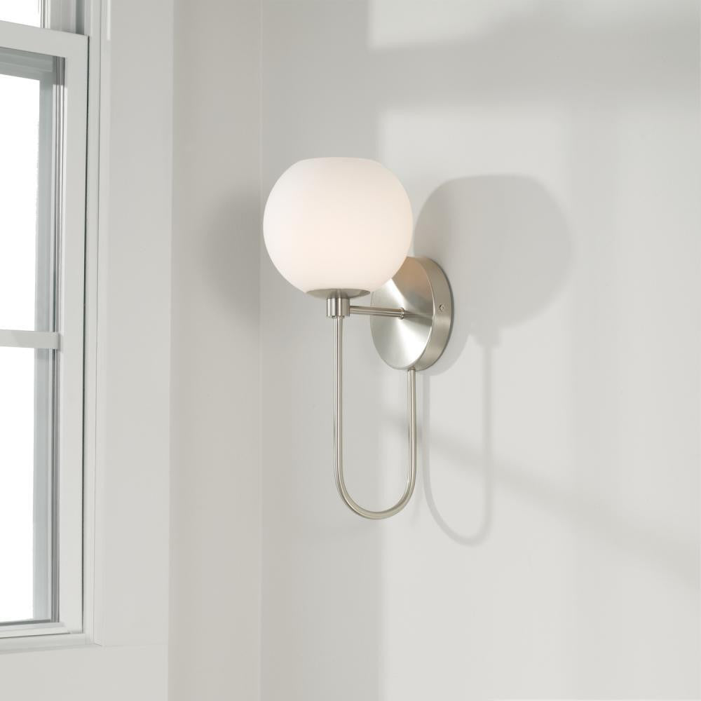 Capital 1-Light Circular Globe Sconce in Brushed Nickel
