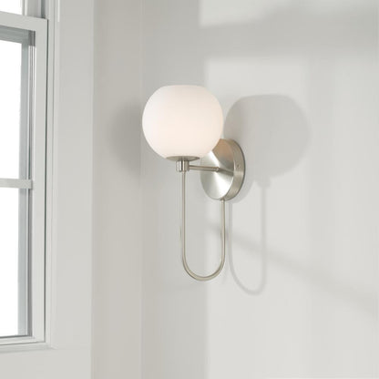 Capital 1-Light Circular Globe Sconce in Brushed Nickel