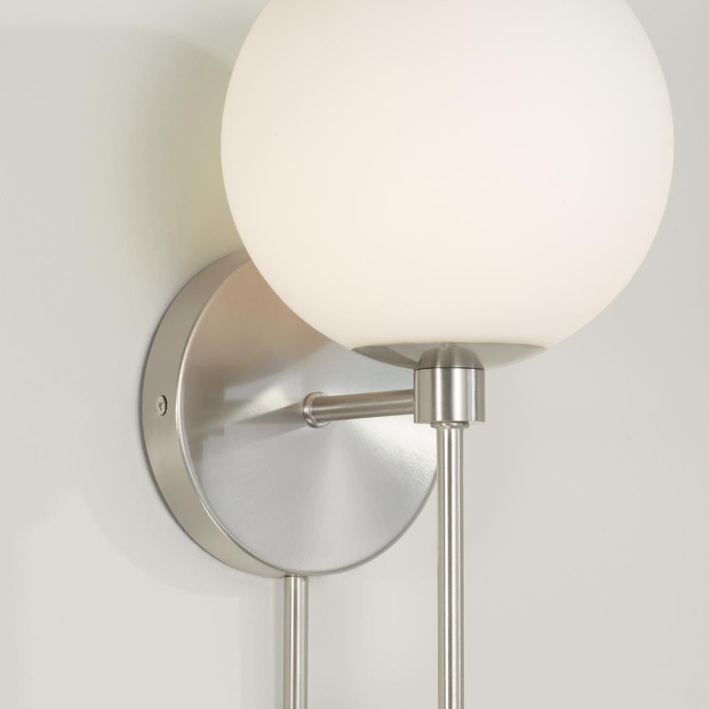 Capital 1-Light Circular Globe Sconce in Brushed Nickel