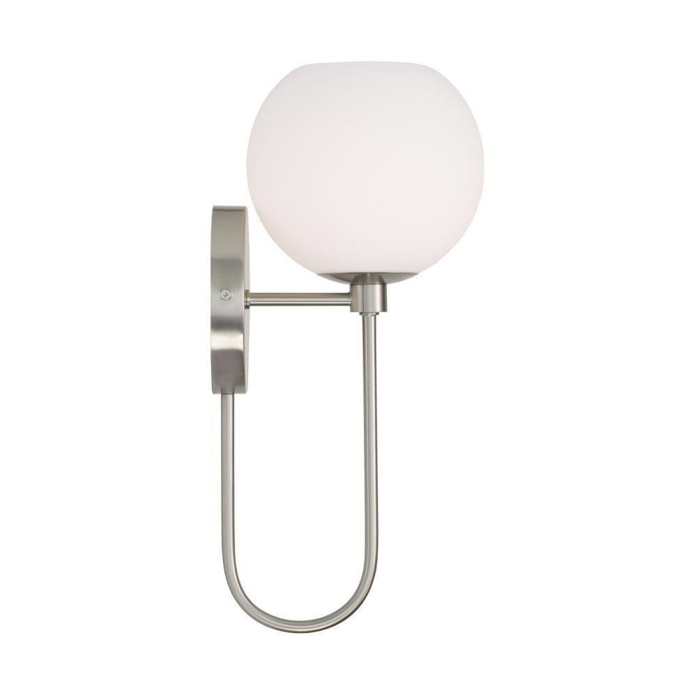 Capital 1-Light Circular Globe Sconce in Brushed Nickel