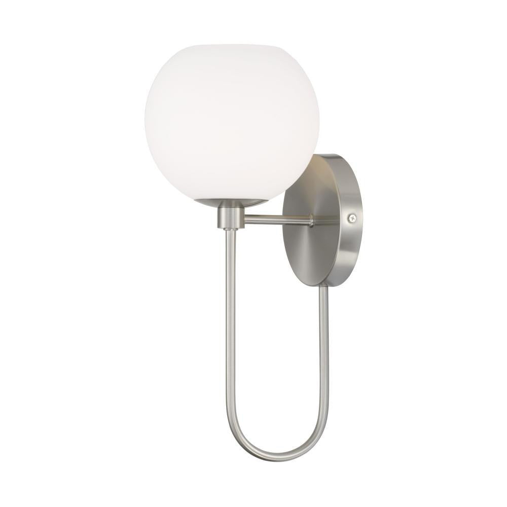 Capital 1-Light Circular Globe Sconce in Brushed Nickel