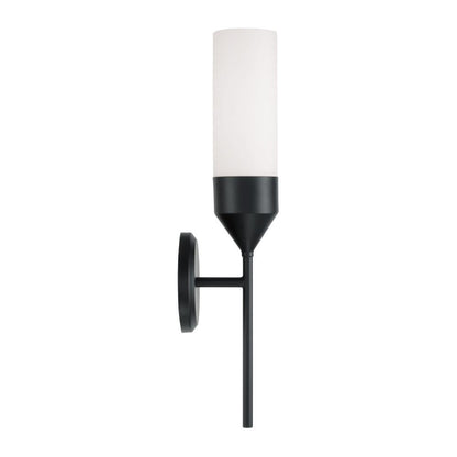 Capital 1-Light Cylindrical Sconce in Matte Black with Soft White Glass