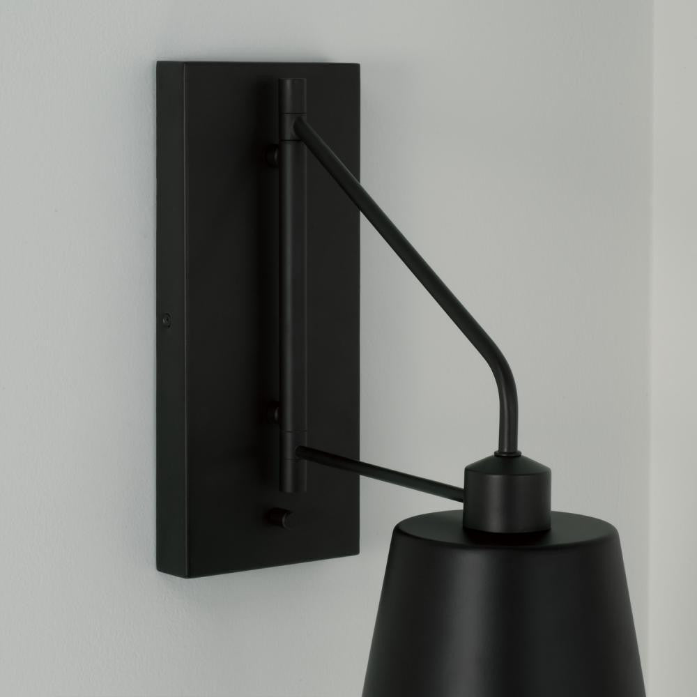 Capital 1-Light Modern Metal Sconce in Matte Black with White Interior