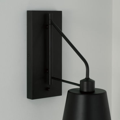 Capital 1-Light Modern Metal Sconce in Matte Black with White Interior